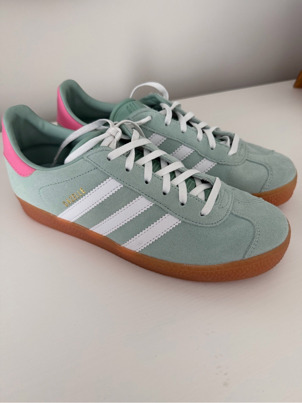 Adidas Gazelle Mint Green White Pink Sneakers